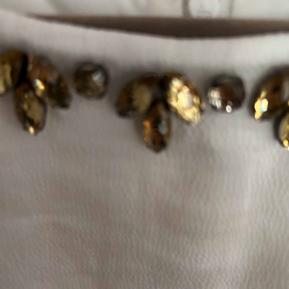 EUC LOFT White Dress w/Gem Accents, Lined and Sleeveless, Perfect Gemstones!!! - Picture 12 of 15